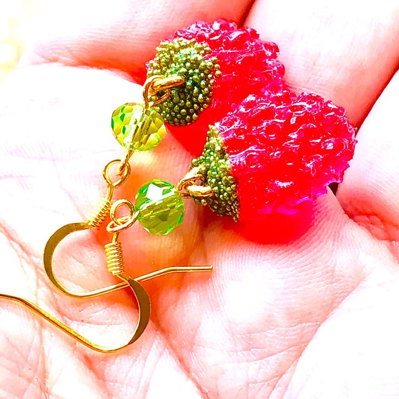 Gold Raspberry Earrings - Picture 3 of 9